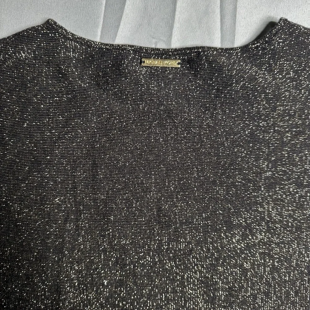 Michael Kors Small Top Black Gold Metallic Thread Shimmery Classy Cotton‎ Blend